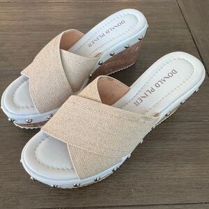 Donald J. Pliner Black and Tobacco Wedge Sandals